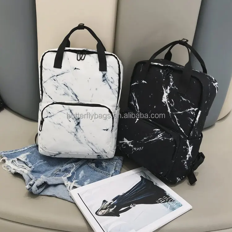 2020 New design korean marble printing canvas backpack hot sale trendy school bags, White/black
2020 New design korean marble printing canvas backpack hot sale trendy school bags, White/black