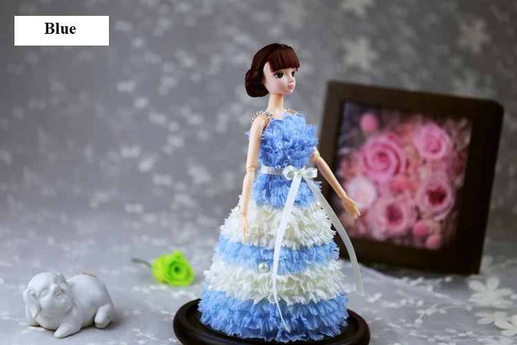 hot sale barbie doll in glass dome with wooden base for children