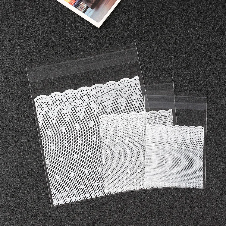 White Lace Self adhesive Seal OPP Cookie Baking Plastic Packaging Bag Wedding Decoration Gift and Candy Plastic Bag