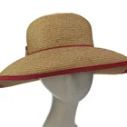 beautiful style straw hat with red flower for women travel