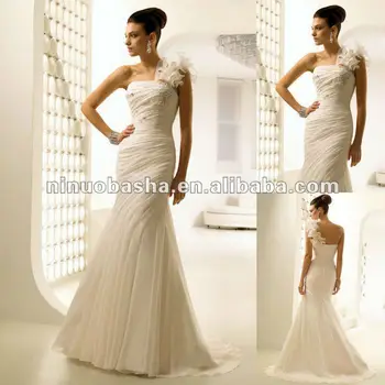 Stunning Chiffon Straight Neckline Mermaid Style Wedding Dress