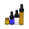 China products clear blue amber small cosmetic glass dropper bottle vials 1ml 1/4dram 2ml 5/8dram 3ml 5ml for essential oil