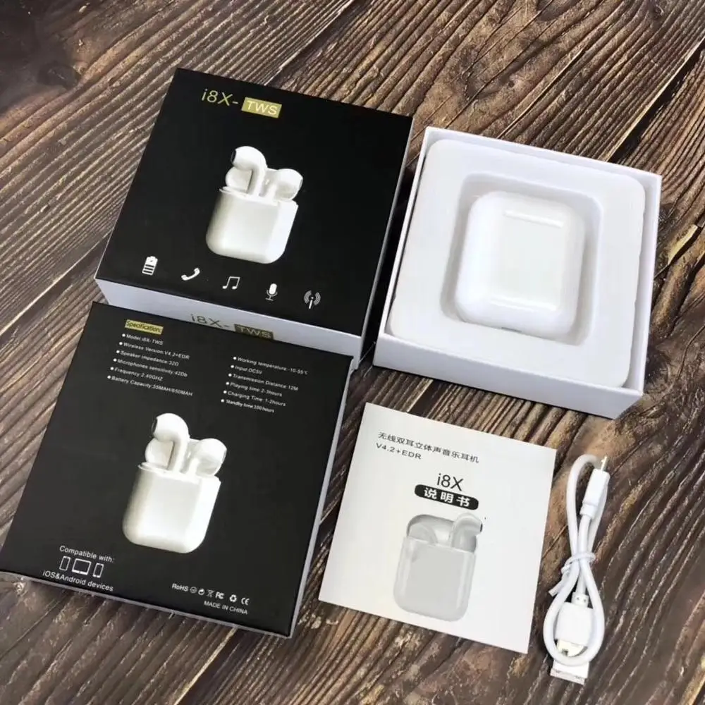 I8X TWS BT Earphones Headphone Mini wireless Stereo Earbuds headset with Charging box For Apple Android, N/a 
I8X TWS BT Earphones Headphone Mini wireless Stereo Earbuds headset with Charging box For Apple Android, N/a