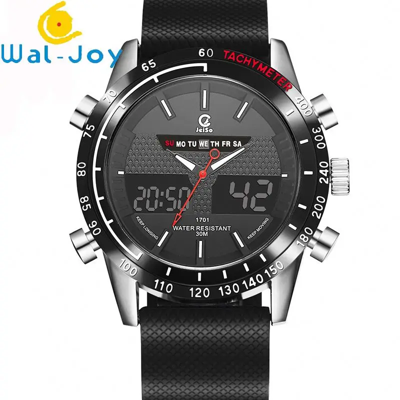 

WJ-6910 Leather Band Quart And Digital Movement JeiSo Brand Men Wrist Watches
