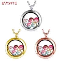 

Newly Design Stainless Steel 30mm Round Glass Floating Locket Pendant Necklace with Pearl