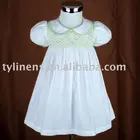 Handmade Smocked green trim girls short skirt