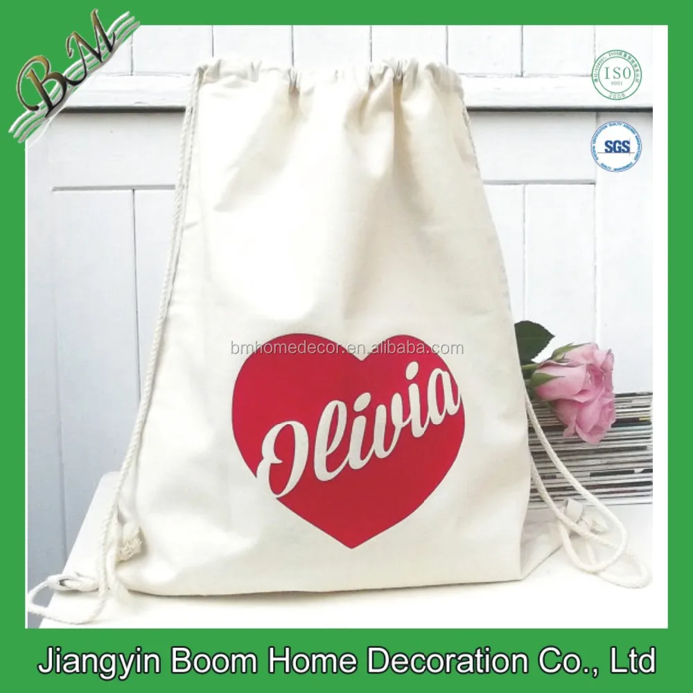 personalized cotton drawstring backpack / wedding gift bag