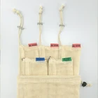 Reusable Natural Cotton Mesh Bags Fruit Vegetables Storage Bag Home Kitchen Drawstring Shopping Bag