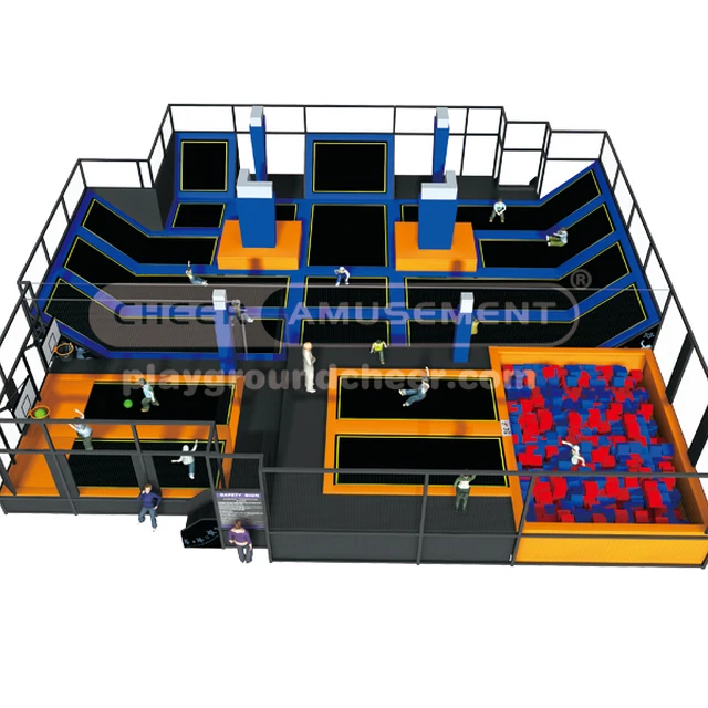 Cheer Amusement customizable functional indoor trampoline park with foam pit and basketball course