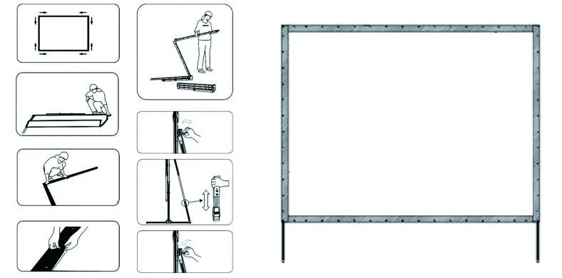 200 Inch Portable Easy Fold Projector Screen / Front and Rear Projection Optional Fast Fold Screen