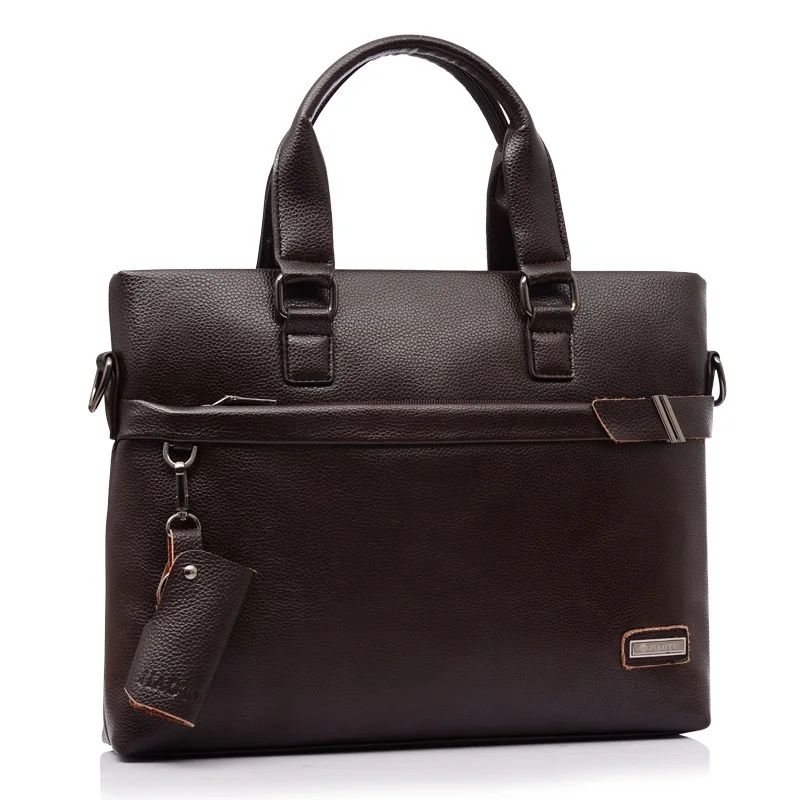 2015 new designer bag Fashion high quality men's briefcase Men's leather handbags Black and brown Laptop bag Gift Key Holder