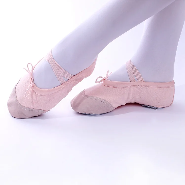 Factory Wholesale High Quality Women Girls Soft Split Sole Canvas Ballet Shoes with leather toe
Factory Wholesale High Quality Women Girls Soft Split Sole Canvas Ballet Shoes with leather toe