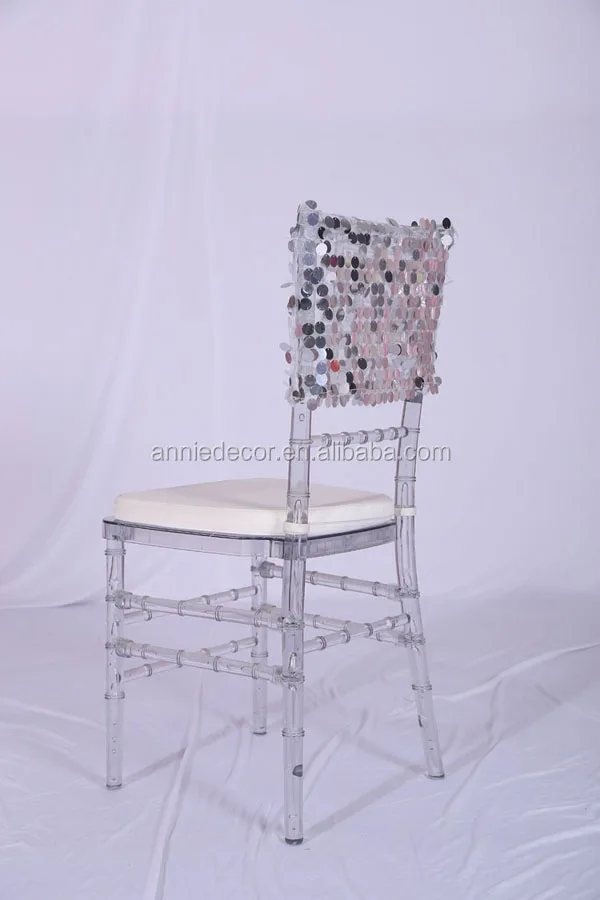 Popular wholesale silver sequin chair cover for wedding decoration