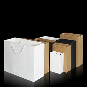 portable kraft paper bag for gift & garment in black & white &