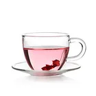 80ML Mouth Blown Pyrex Glass Espresso Coffee Fruit Tea Cup And Saucer Set Of Low Price