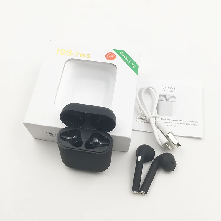 color i9s matt black matt red tws with charging box twins wireless earphone V5.0 Music Earbuds Stereo Blue-tooth Headphones - ANKUX.COM