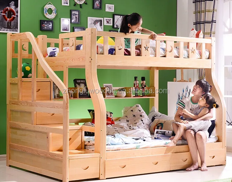 Оптовая продажа детская мебель из соснового дерева двухъярусная кровать для детей Лидер продаж
