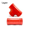 Grooved ductile iron straight tee pipe fitting for fire protection