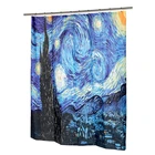 Home Decor art printed space universe theme van gogh starry night sunflower fabric weighted shower curtain for bathroom
