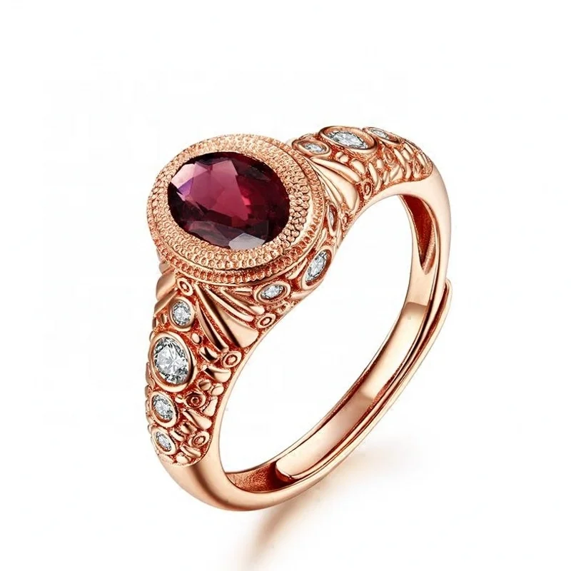 925 silver adjustable ring pink tourmaline jewelry rose gold plated