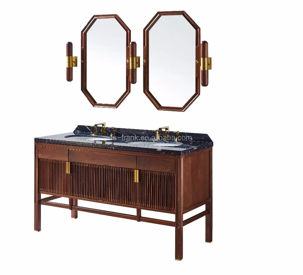 F-7221 43-pulgadas tocador de baño de madera oscura esquina del