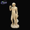 Western character outdoor yellow stone holding wine glass nude man sculpture for sale
