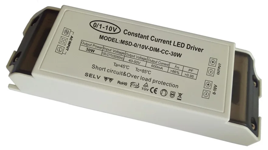 AC 110V 220V 230V 30w 0-10v pwm constant current dimming led driver with CE SAA ETL plastic enclosure 1500ma pwm led driver