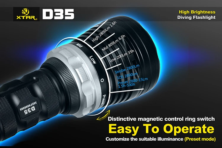 D35 xm-l2 u2ハイパワーアルミ合金水中スキューバダイビングledsトーチダイビング懐中電灯機器仕入れ・メーカー・工場