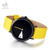 SHENGKE Fashion Women Watch Unique Creative Ladies Watch Clock Casual Yellow Turntable Quartz Wrist Watch
