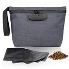 Custom Portable Activated Carbon Lining Fabric Zipper Smell Proof Bag weed case with combination Lock