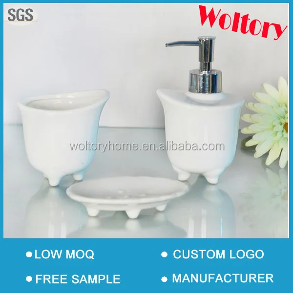 design white pottery elegent bath tub design accessories set