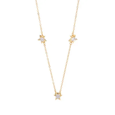 925 Sterling Silver Star Necklace 14k Gold Plated CZ Stars Necklace 
925 Sterling Silver Star Necklace 14k Gold Plated CZ Stars Necklace