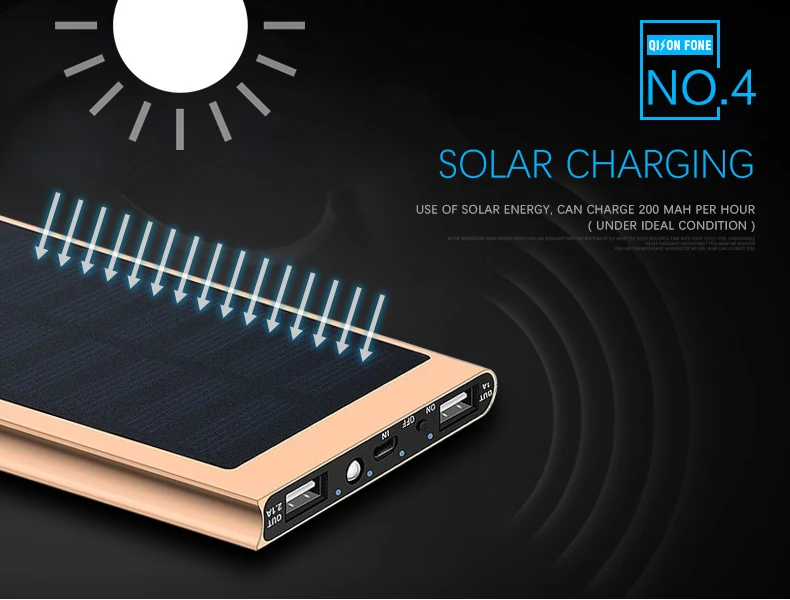 mobile charger 20000 mAh portable solar power bank with led light - ANKUX.COM