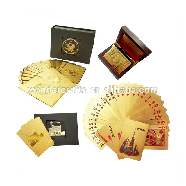 9 gold foil and gold plated playing cards