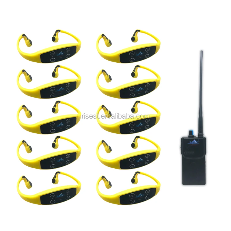 1 Set H-907 Bone Conduction Headset*10 and Talking Transmitter*1 Swimming Efficient Teaching 7 Channels Waterproof Wireless - ANKUX.COM