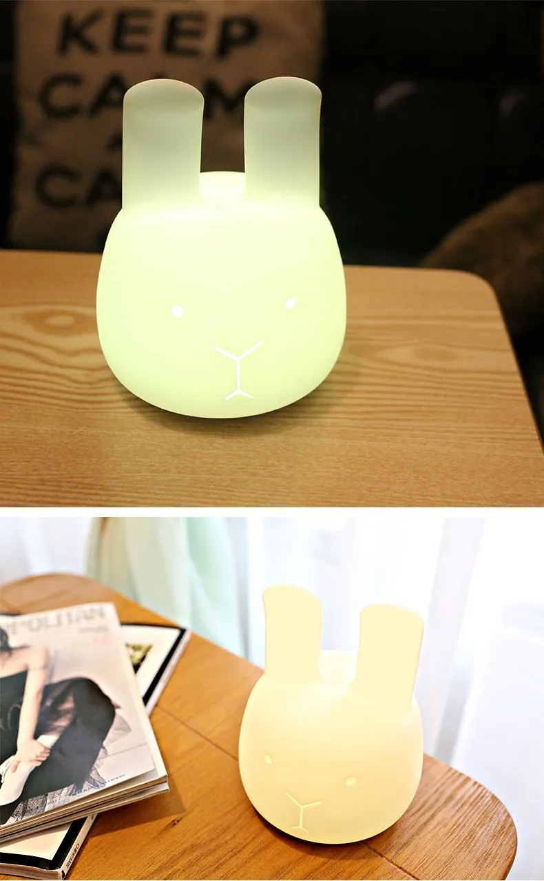 angora rabbit touch nightlight hand pat led sensor light
