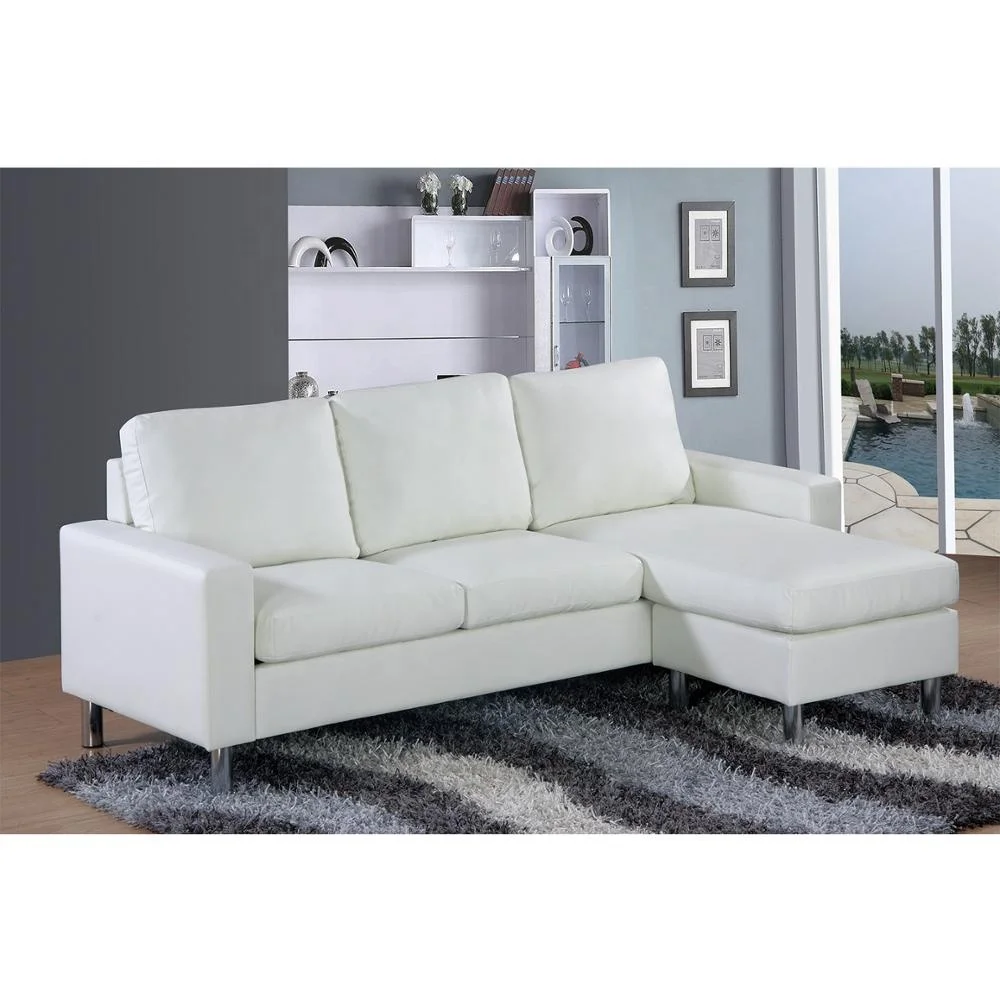 Novo design branco pequeno sofá de canto para sala de estar