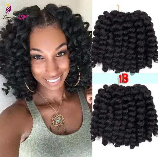 

8inch Ombre Jumpy Wand Curl Crochet Braids 20roots Jamaican Bounce Synthetic Crochet Hair Extension for Black Women, 1b #4 #27 #30 t27,t30,t350,tbug