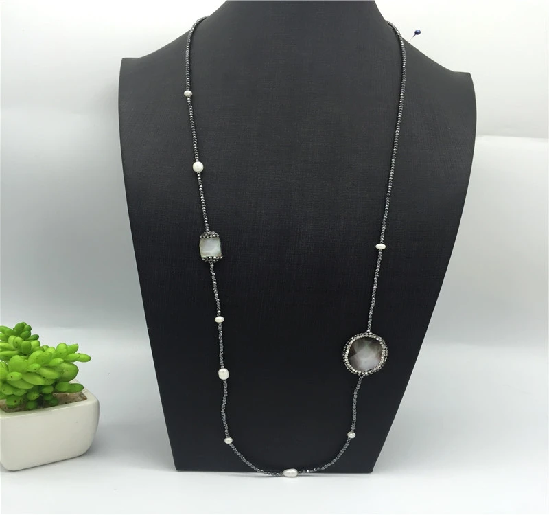 China factory wholesale handmade hematite beaded long jewellery necklace, Black 
China factory wholesale handmade hematite beaded long jewellery necklace, Black