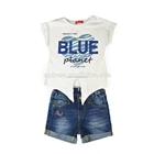 latest fashion fancy 100% COTTON summer baby girl outfit set