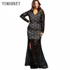 Women's Illusion Floral Lace Mademoiselle dress Long Sleeves Plus Size Scalloped Boudoir Cocktail Bridal Formal Dress