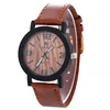 Free Shipping 2017 hot selling product new design leather strap wood look wood watches quartz watch DYW02