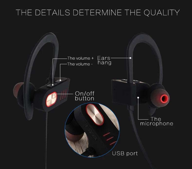 Sweatproof noise cancelling BT 4.1 sports wireless BT earphone stereo earbud headset headphone - ANKUX.COM