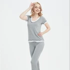 Quan night wear sexy women cotton 2pcs pajamas set ladies Home Wear for female