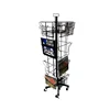 Floor Post greeting Card CD Calendar Magazine stand Wire Pocket Spinning Metal Display Rack