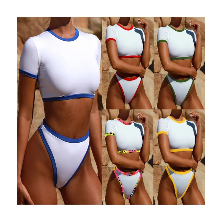 2019 OEM New Short-Sleeved Split Tube Top Bikini Brazilian Swimsuit Sexy High Waist Swimwear Thong Bottoms T-Shirt Bikini, Picture or customized
2019 OEM New Short-Sleeved Split Tube Top Bikini Brazilian Swimsuit Sexy High Waist Swimwear Thong Bottoms T-Shirt Bikini, Picture or customized