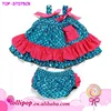 Newborn fancy baby girls clothing 2 pcs sets knitting spandex swing top and bloomer set summer girls green shiny mermaid outfit