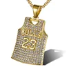 No. 23 Jersey Pendant Necklace Jewelry, Fashion Stainless Steel Gold Necklaces With Rhinestone