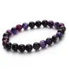 Lingsai fashion natural stone bead bangle healing stone onyx tigereye Gemstone charm lucky beads bracelet for women