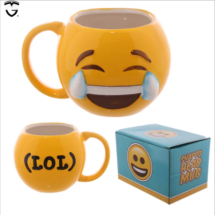 

cute spoof smiling face Expression mug porcelain 3d ceramic tea coffee cartoon mug with handle for happy angry sad, Customized